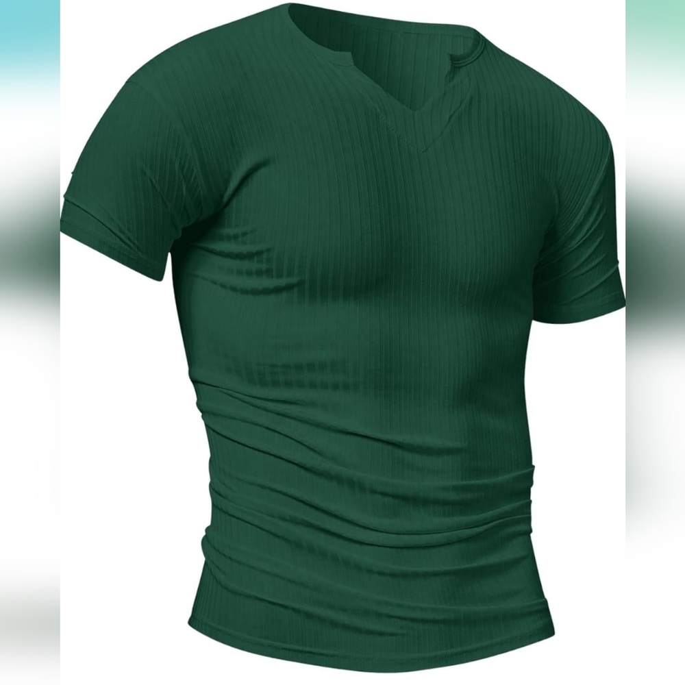 Men's Green V-Neck Shirt